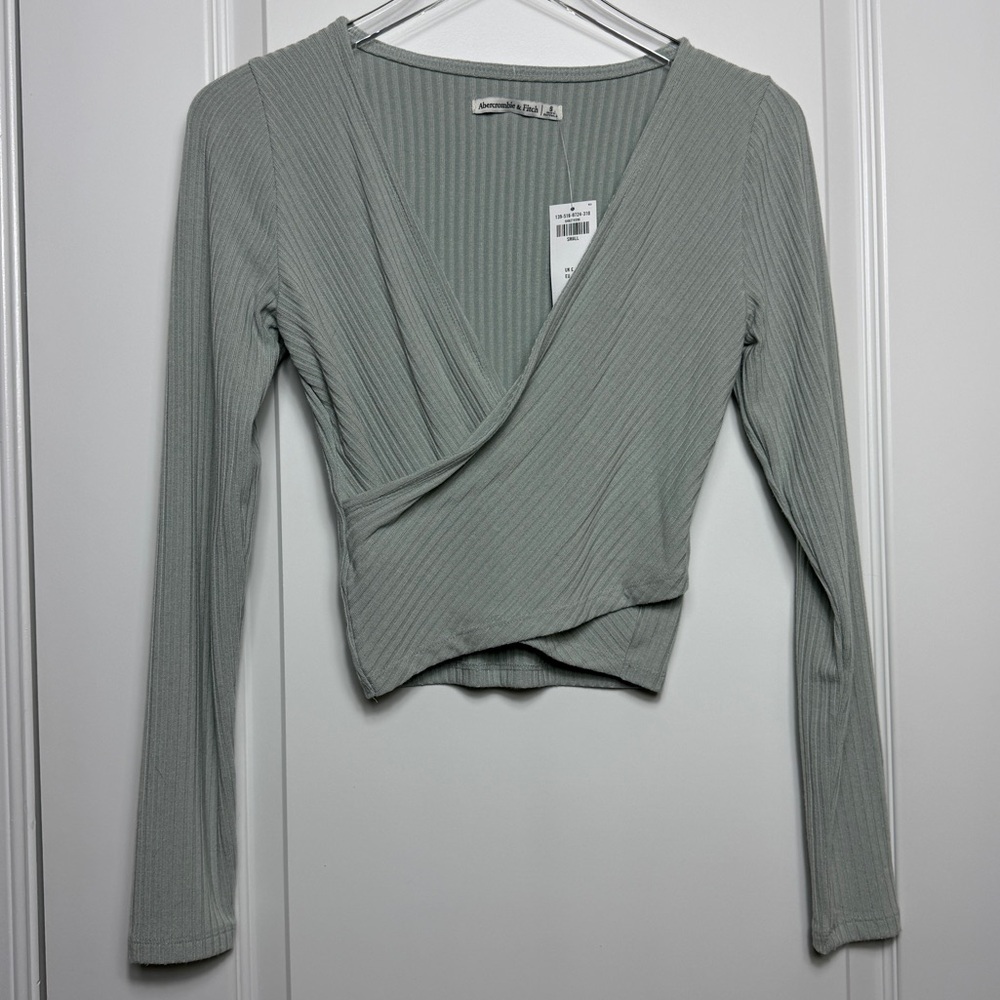 Abercrombie & Fitch Ribbed Wrap Long Sleeve Top | NWT | Size S